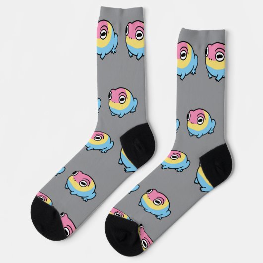 Chonky Pansexual Frog Pride Socks | Cute Pan Pride ソックス (左)