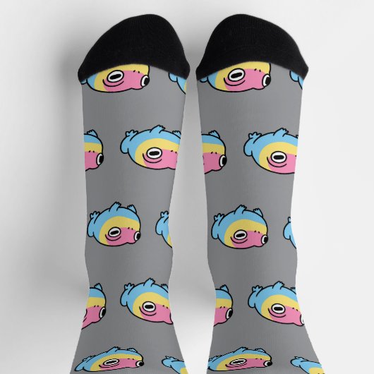 Chonky Pansexual Frog Pride Socks | Cute Pan Pride ソックス (上部)