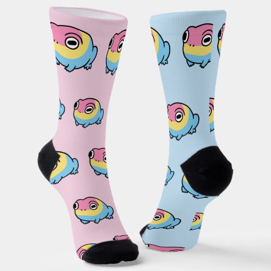 Chonky Pansexual Frog Pride Socks | Cute Pan Pride ソックス (傾斜あり)