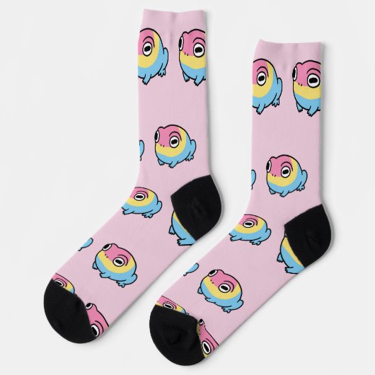 Chonky Pansexual Frog Pride Socks | Cute Pan Pride ソックス (左)