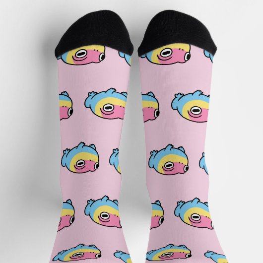 Chonky Pansexual Frog Pride Socks | Cute Pan Pride ソックス (上部)