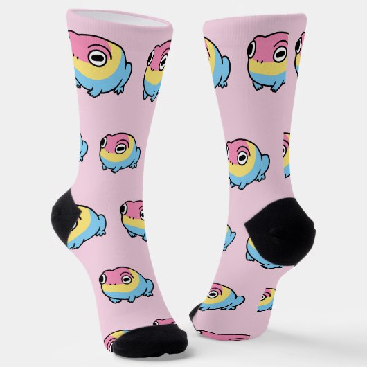 Chonky Pansexual Frog Pride Socks | Cute Pan Pride ソックス (傾斜あり)