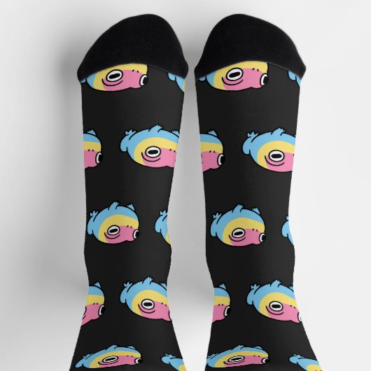Chonky Pansexual Frog Pride Socks | Cute Pan Pride ソックス (上部)