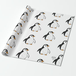 Chonky Penguin Adorable Whimsical Pattern Gift ラッピングペーパー