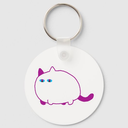 Chonky White Cat Keychain キーホルダー (正面)