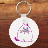 Chonky White Cat with a Fish キーホルダー (正面)