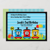 chooのchooの列車の誕生日の男の子の招待状の紫系統 招待状 (正面/裏面)