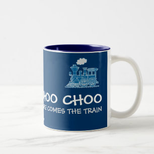"Choo Chooこ来この電車"青いマグ ツートーンマグカップ