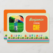 Choo Chooのハッピーバースデーの列車の第1誕生会 招待状 (正面/裏面)