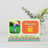 Choo Chooのハッピーバースデーの列車の第1誕生会 招待状 (スタンド正面)