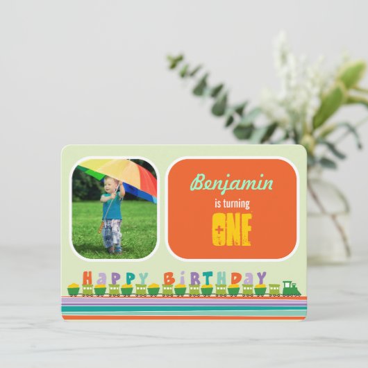 Choo Chooのハッピーバースデーの列車の第1誕生会 招待状 (スタンド正面)