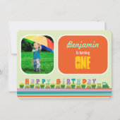 Choo Chooのハッピーバースデーの列車の第1誕生会 招待状 (正面)