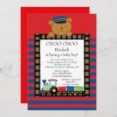 Choo Chooのベビーの列車の男の子のベビーシャワーの招待状 招待状 (正面/裏面)
