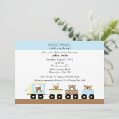 Choo Chooのベビーの列車の男の子のベビーシャワー 招待状 (スタンド正面)