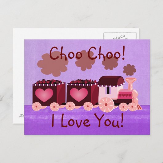 Choo Chooの列車のバレンタインの郵便はがき シーズンポストカード (正面/裏面)