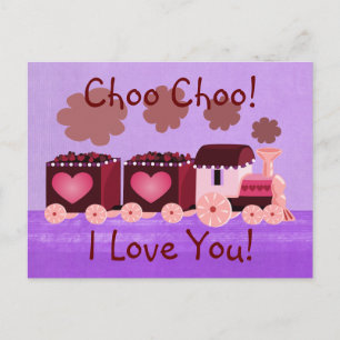 Choo Chooの列車のバレンタインの郵便はがき シーズンポストカード