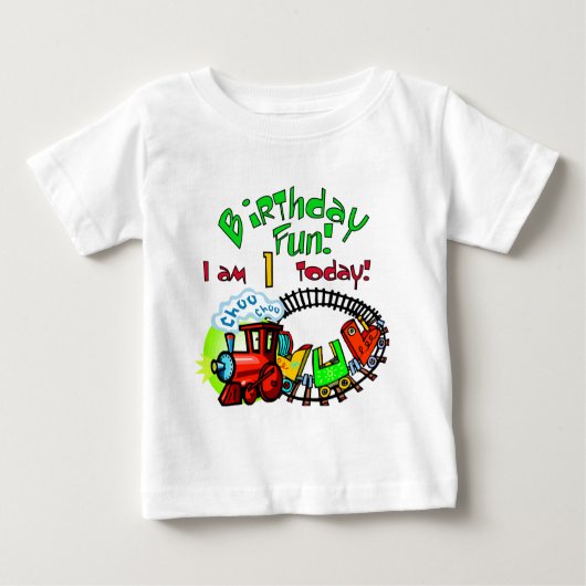 Choo Chooの列車の第1誕生日のTシャツおよびギフト ベビーTシャツ (正面)