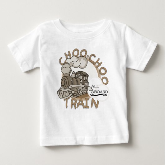 Choo-Chooの列車のTシャツおよびギフト ベビーTシャツ (正面)