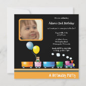 Choo Chooの列車-誕生日のパーティの招待状 招待状 (正面)