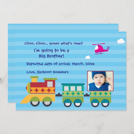 Choo Choo新妊娠のお知らせ 案内状 (正面/裏面)