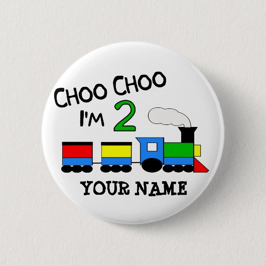 Choo Choo私は2才です! 列車を使って 缶バッジ (正面)