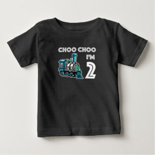 Choo Choo I'm 2クール Train T Shirt for boys ベビーTシャツ