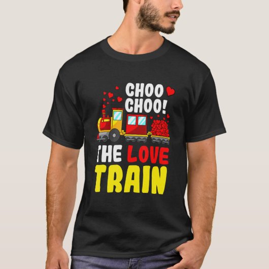 Choo Choo The Love Train Valentines Day Cute Heart Tシャツ (正面)