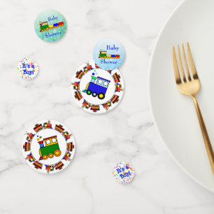 Choo Choo Trainをテーマにした男の子の赤ちゃんシャワー コンフェッティ