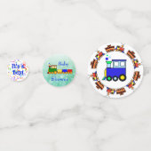 Choo Choo Trainをテーマにした男の子の赤ちゃんシャワー コンフェッティ (正面)