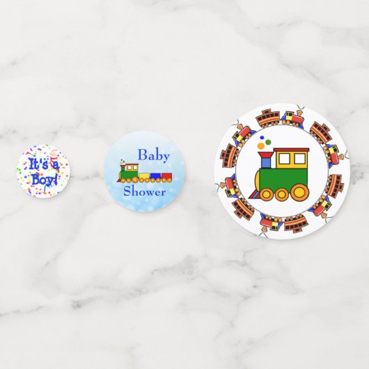 Choo Choo Trainをテーマにした男の子の赤ちゃんシャワー コンフェッティ (裏面)