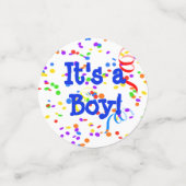 Choo Choo Trainをテーマにした男の子の赤ちゃんシャワー コンフェッティ (スモール正面)