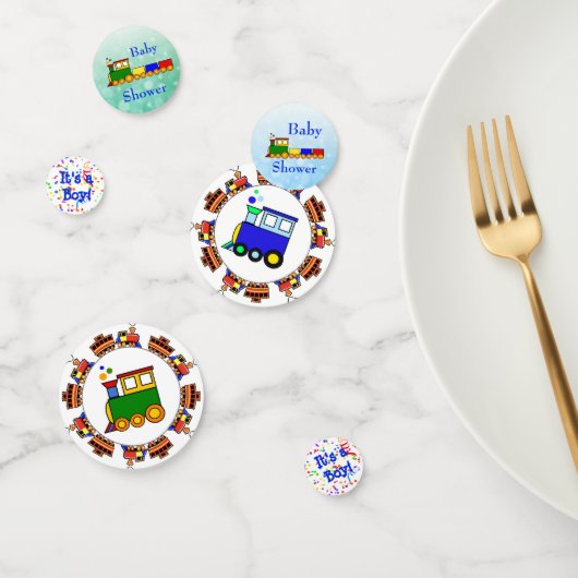 Choo Choo Trainをテーマにした男の子の赤ちゃんシャワー コンフェッティ (グループ)