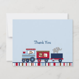 Choo Choo Train Animal Thank You Note Cards ノートカード