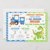 Choo Choo Train & Dinosaur Joint Birthday 招待状 (正面)