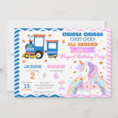 Choo Choo Train & Unicorn Joint Birthday 招待状 (正面)