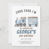 ChooChoo Train Vehicle Transportation Birthday   招待状 (正面)