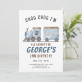 ChooChoo Train Vehicle Transportation Birthday 招待状 (スタンド正面)