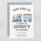 ChooChoo Train Vehicle Transportation Birthday 招待状 (正面/裏面)
