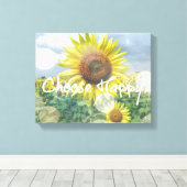 Chooseハッピー引用文とひまわり キャンバスプリント (インサイチュ (ウッドフロア))