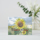 Chooseハッピー引用文とひまわり ポストカード (スタンド正面)