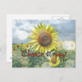 Chooseハッピー引用文とひまわり ポストカード (正面/裏面)