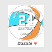 choose ANY team colors athlete name basketball シール (シート)