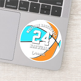 choose ANY team colors athlete name basketball シール