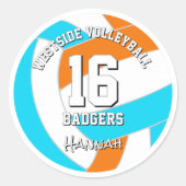 choose ANY team colors athlete name volleyball ラウンドシール (正面)