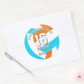 choose ANY team colors athlete name volleyball ラウンドシール (封筒)