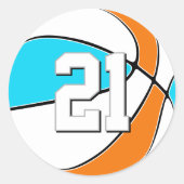 choose ANY team colors girls boys basketball ラウンドシール (正面)