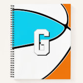 choose ANY team colors monogrammed basketball ノートブック (正面)