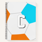 choose ANY team colors soccer player monogrammed ノートブック (正面)