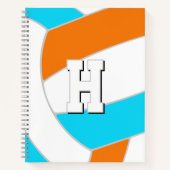 choose ANY team colors volleyball player monogram ノートブック (正面)
