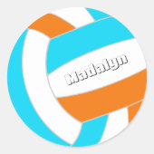 choose ANY team colors volleyball player name ラウンドシール (正面)